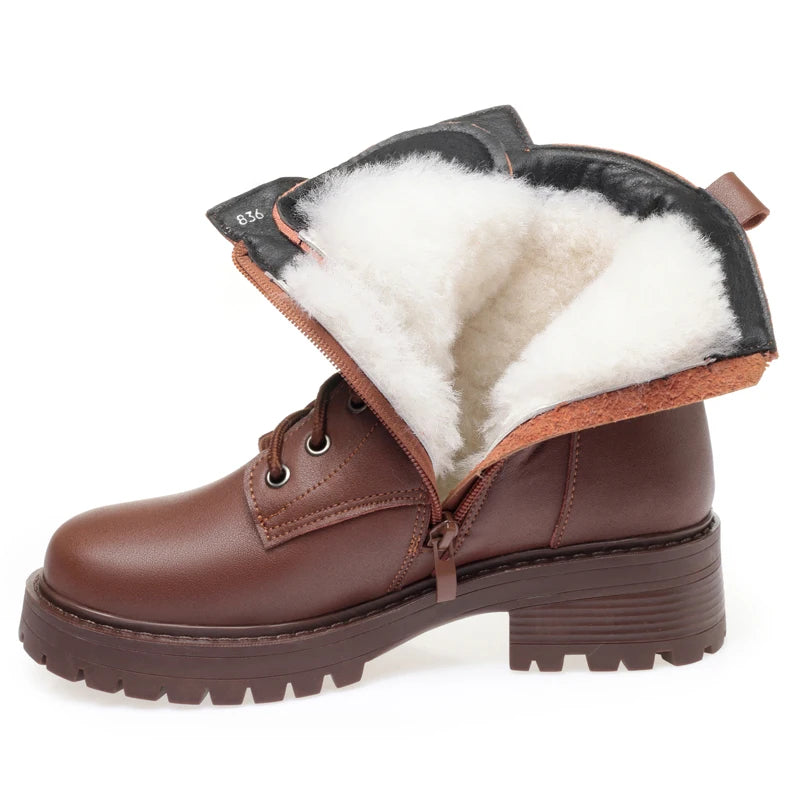 AIYUQI Boots female winter Large Size dropshipping Non-slip Women's Snow Boots Genuine Leather Warm Women Ankle Boots