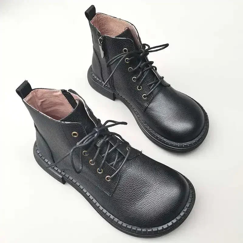 Careaymade-100% Genuine leather wide version Casual women big size short boots,Men's Pure handmade single boots warm Wool boots