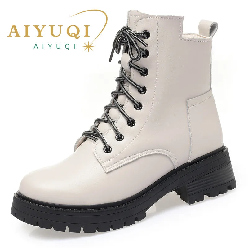 AIYUQI Boots female winter Large Size dropshipping Non-slip Women's Snow Boots Genuine Leather Warm Women Ankle Boots