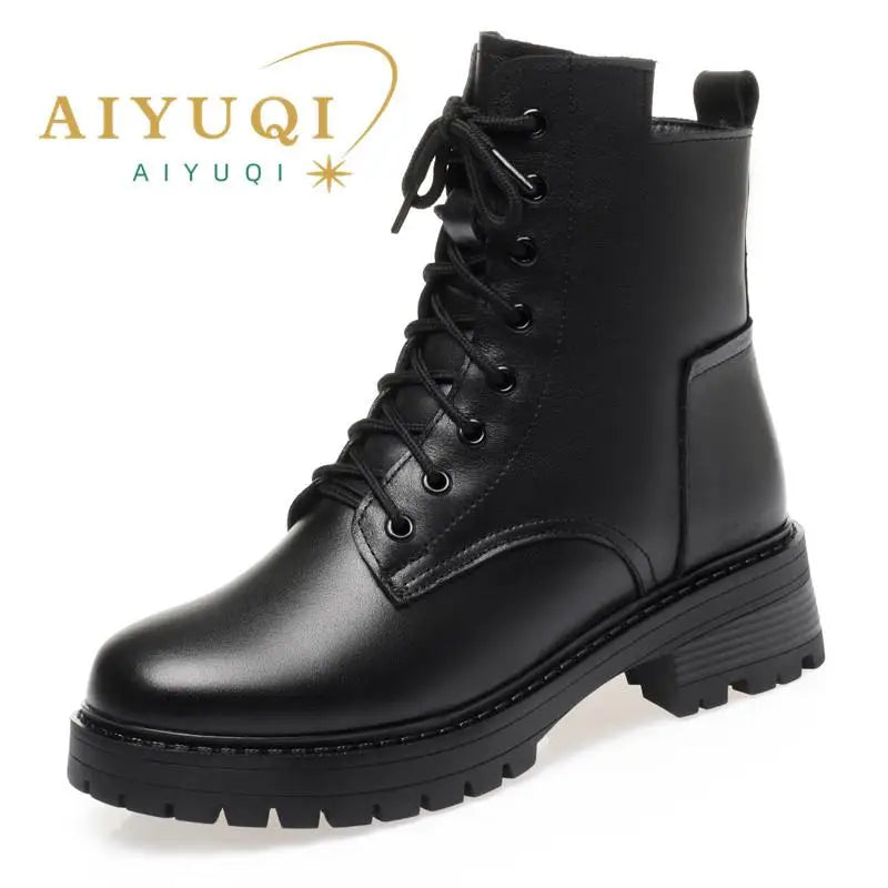 AIYUQI Boots female winter Large Size dropshipping Non-slip Women's Snow Boots Genuine Leather Warm Women Ankle Boots