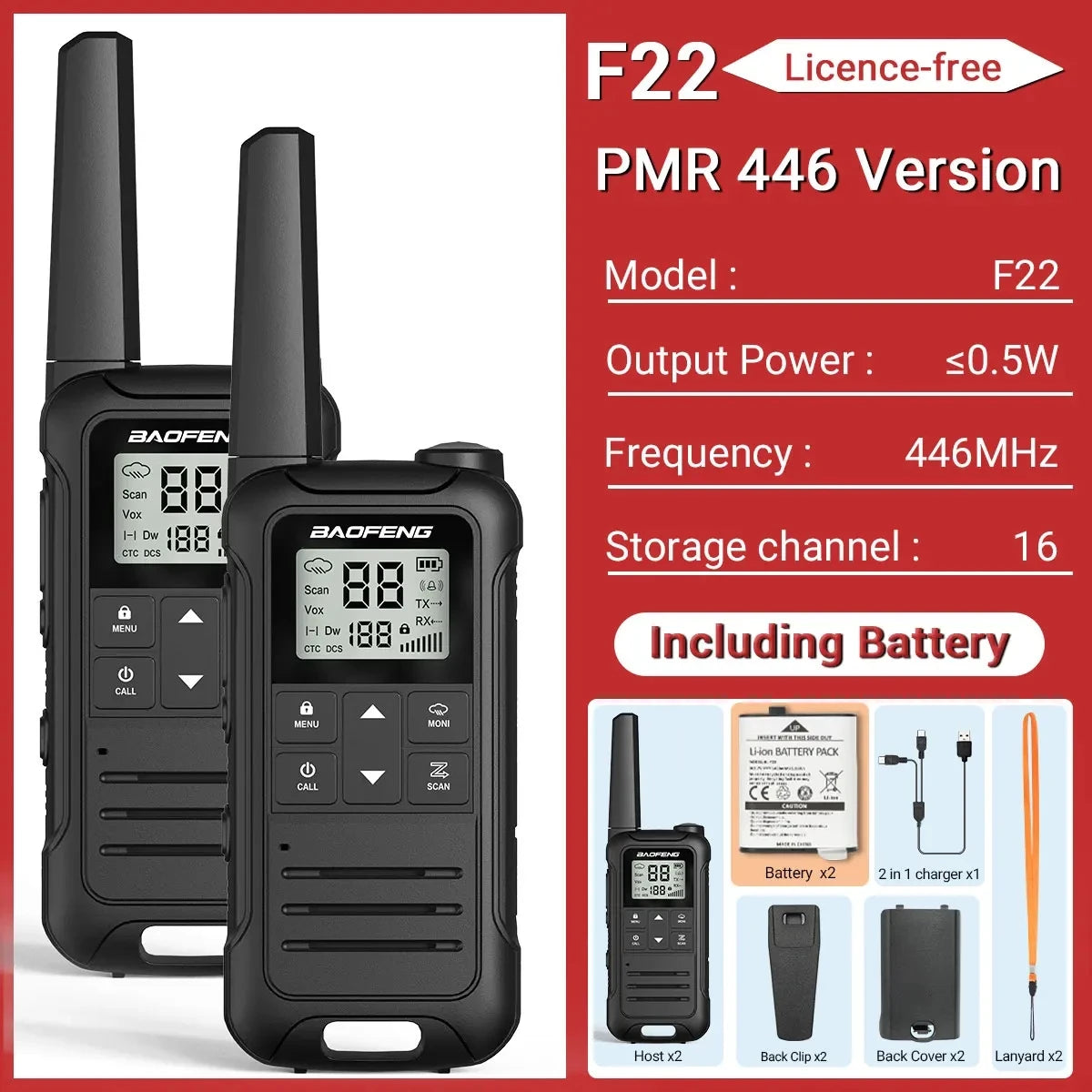 2/ F22 PMR Walkie Talkie