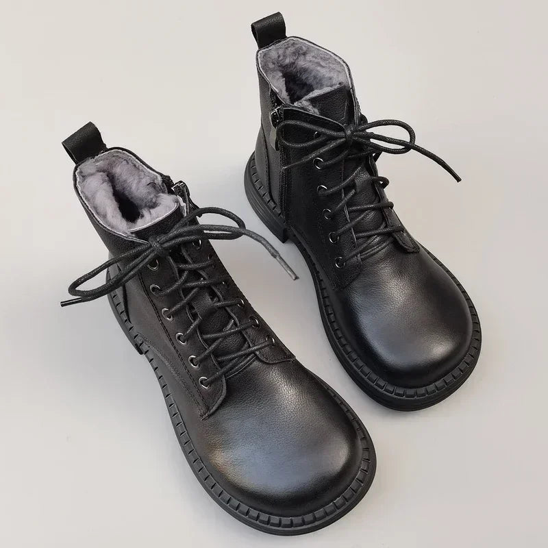 Careaymade-100% Genuine leather wide version Casual women big size short boots,Men's Pure handmade single boots warm Wool boots