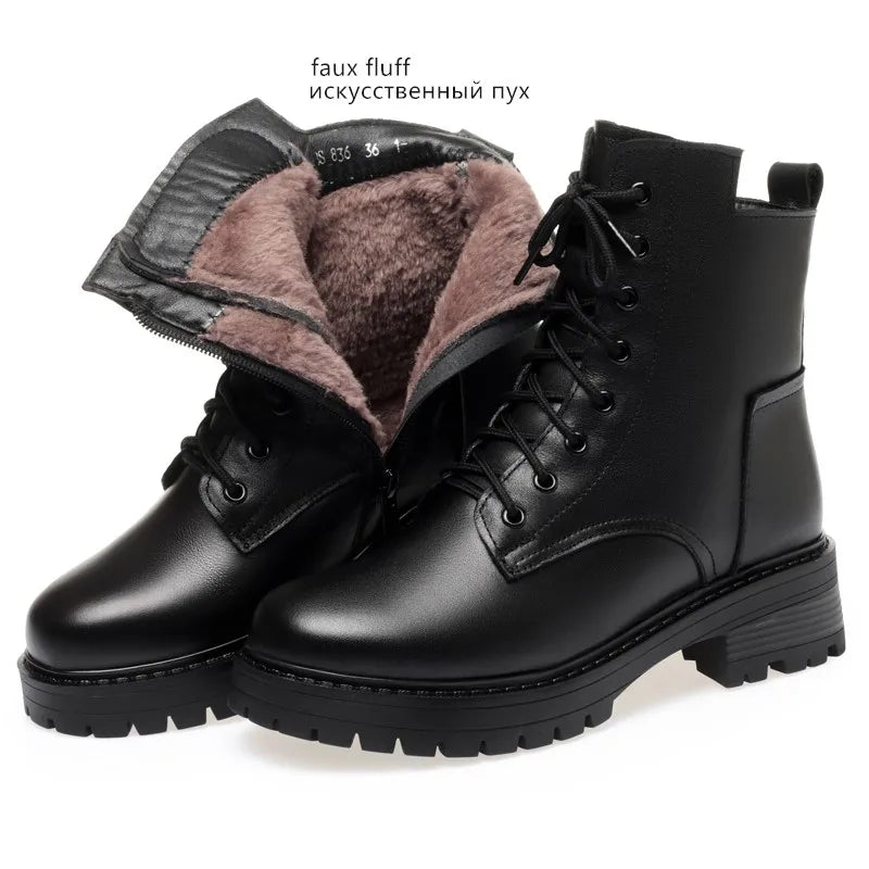 AIYUQI Boots female winter Large Size dropshipping Non-slip Women's Snow Boots Genuine Leather Warm Women Ankle Boots