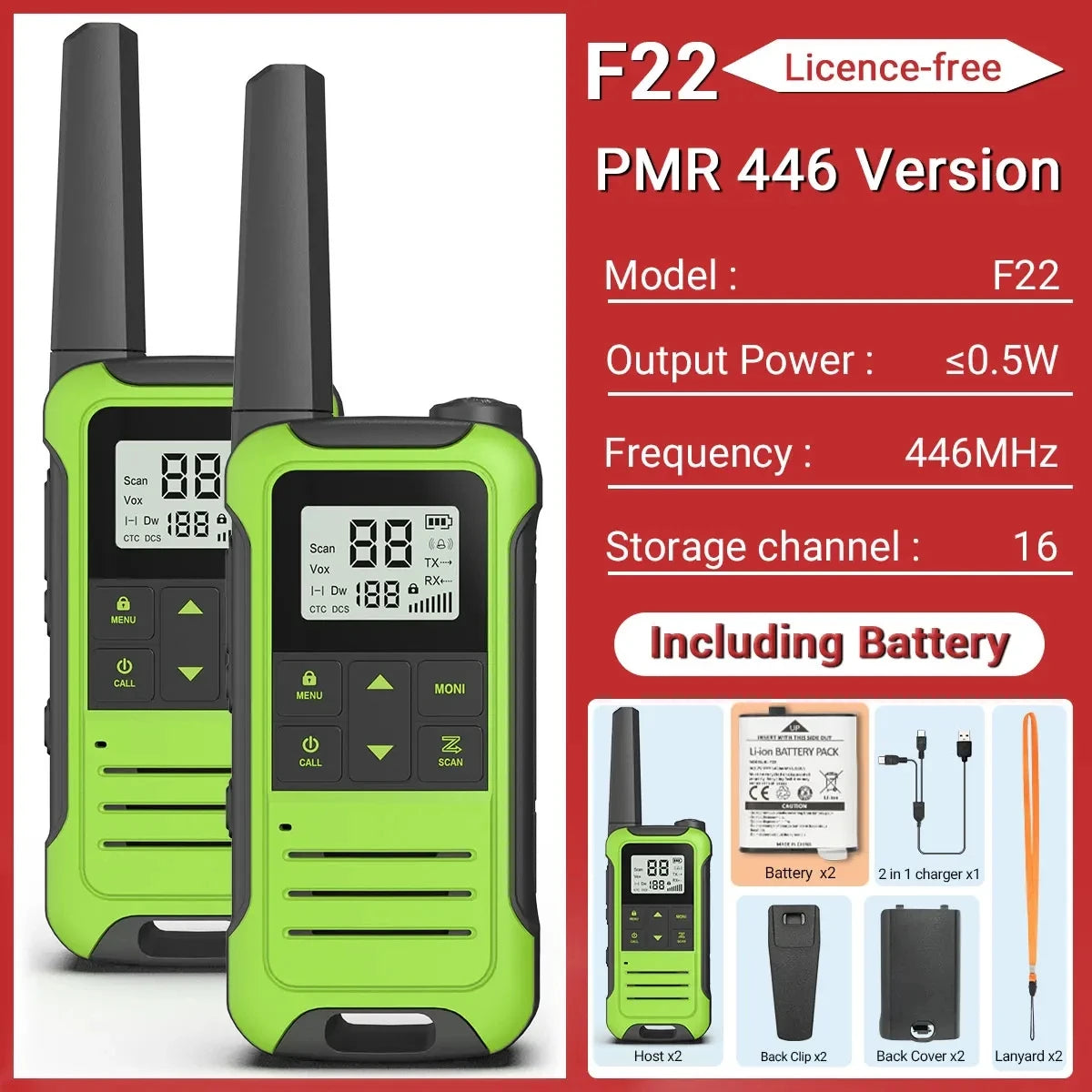 2/ F22 PMR Walkie Talkie